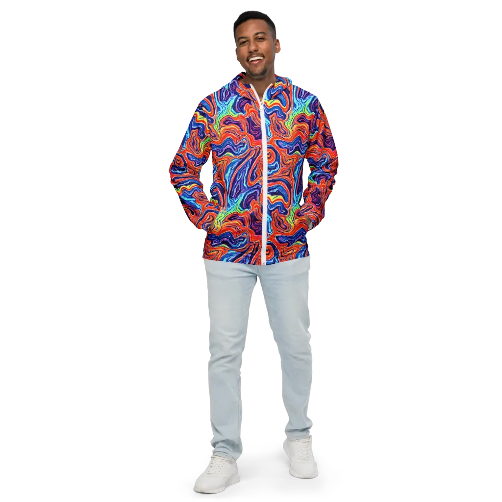 Neon Marbling on Men's Windbreaker — Front