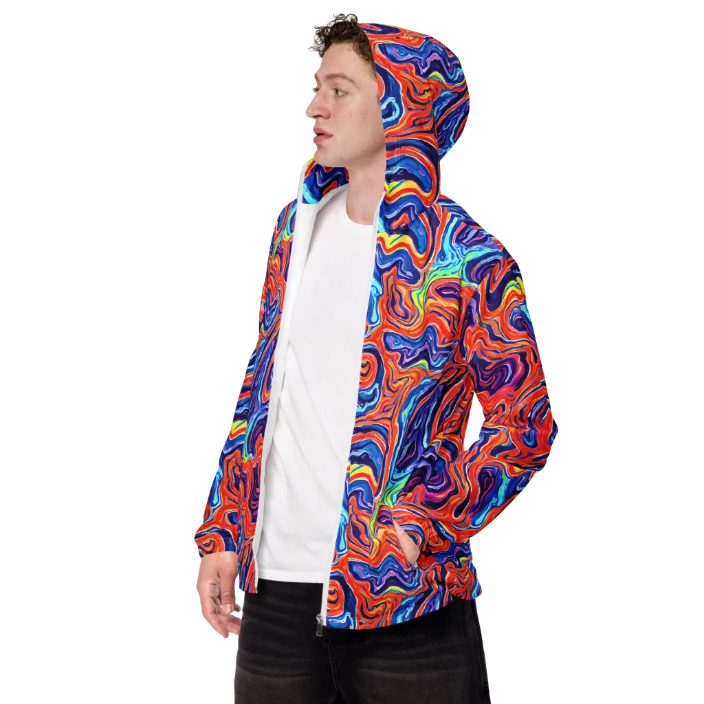 Neon Marbling on Men's Windbreaker — Left Front