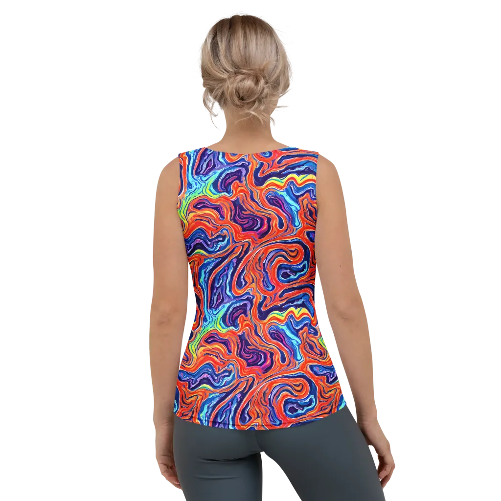 Neon Marbling on Women's Tank Top — Back