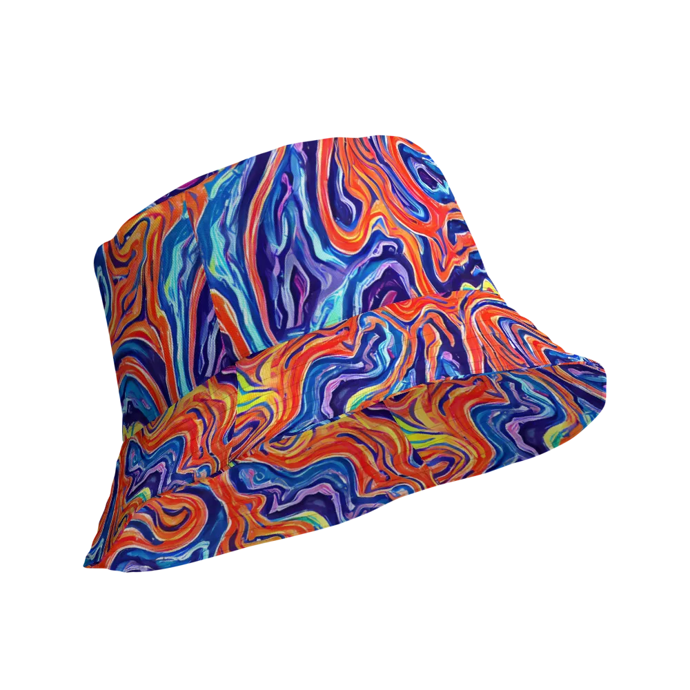 Neon Marbling on Reversible Bucket Hat — Product details Outside