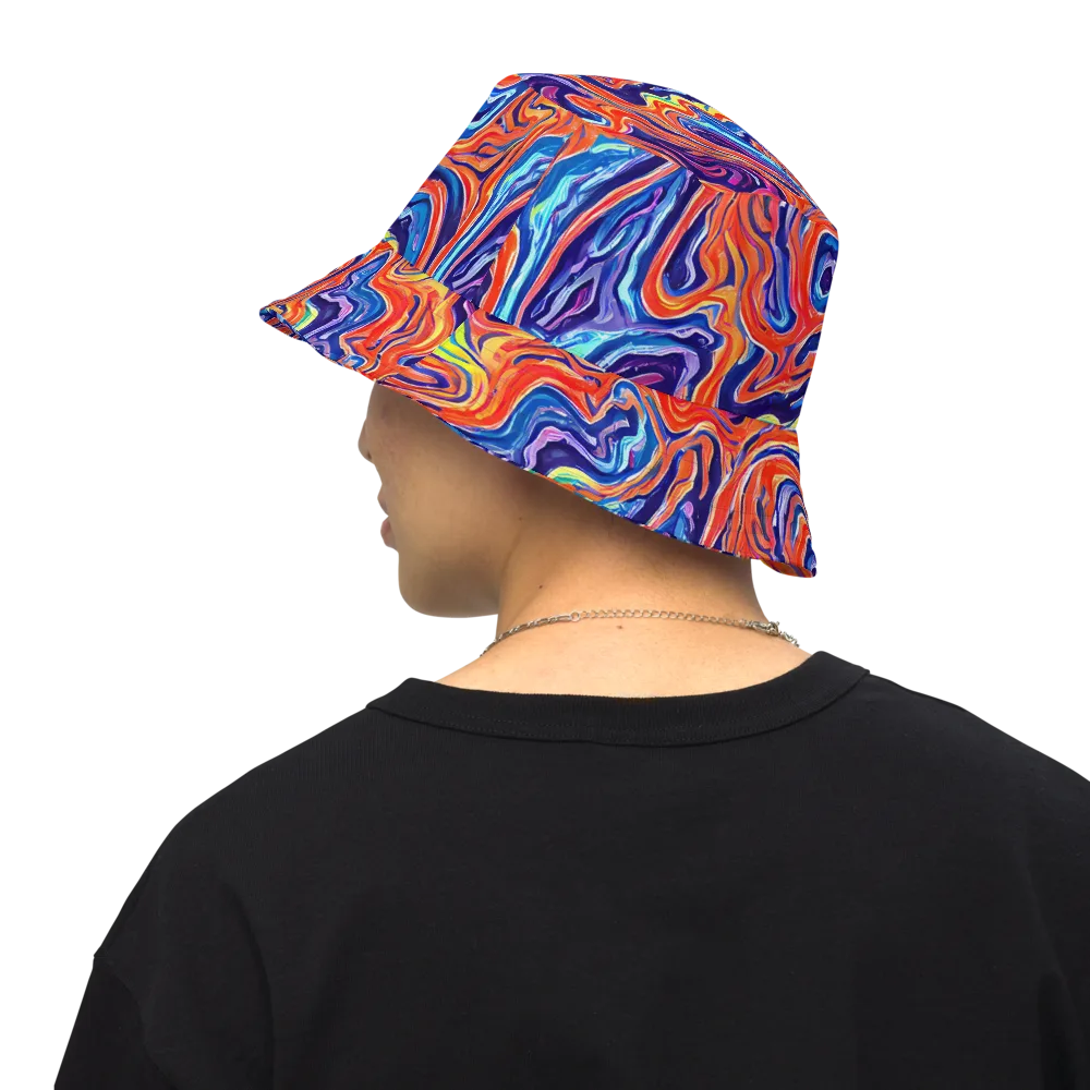 Neon Marbling on Reversible Bucket Hat — Back Inside