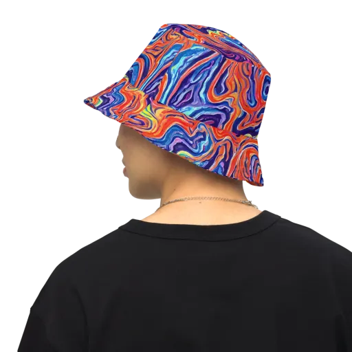 Neon Marbling on a Reversible Bucket Hat