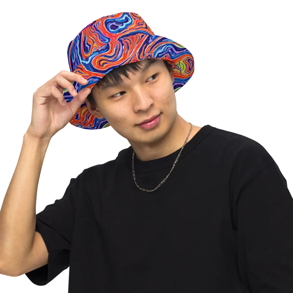 Neon Marbling on Reversible Bucket Hat — Front Inside