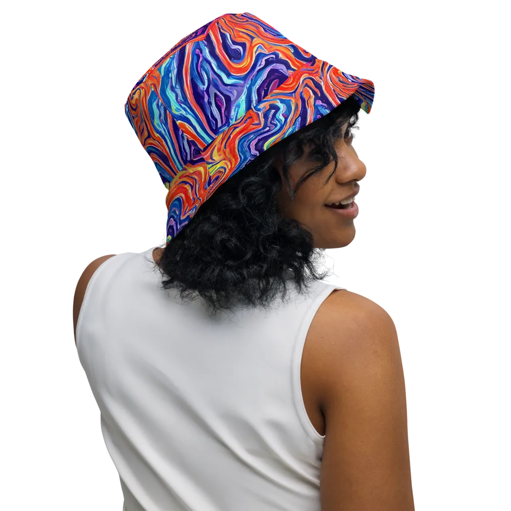 Neon Marbling on Reversible Bucket Hat — Right Outside
