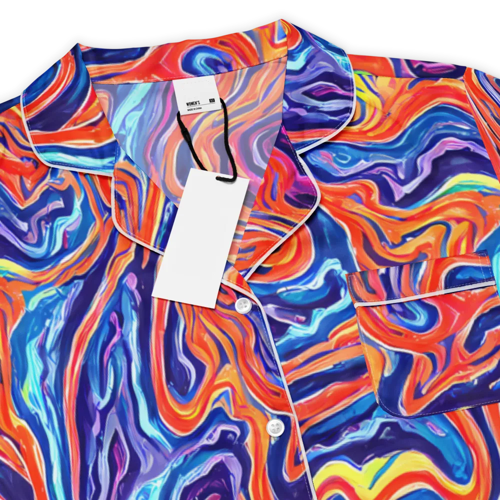 Neon Marbling on Women's Short Sleeve Pajama Top — Product details