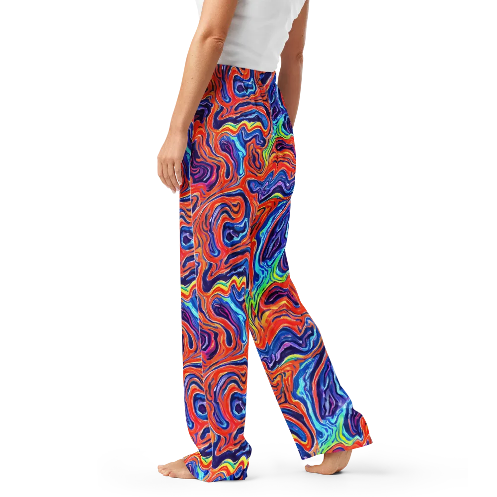 Neon Marbling on Women's Pajama Pants — Left