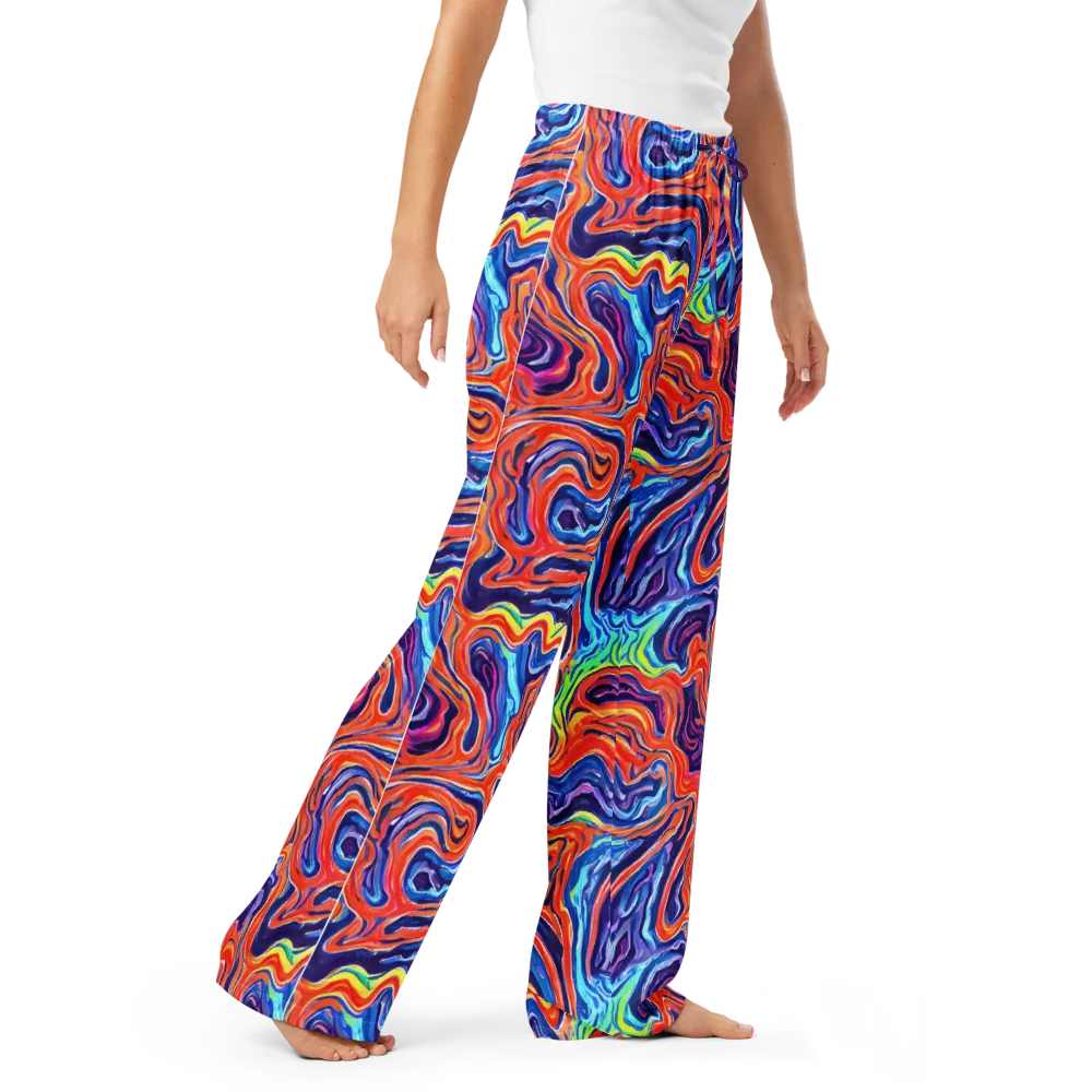 Neon Marbling on Women's Pajama Pants — Right Front