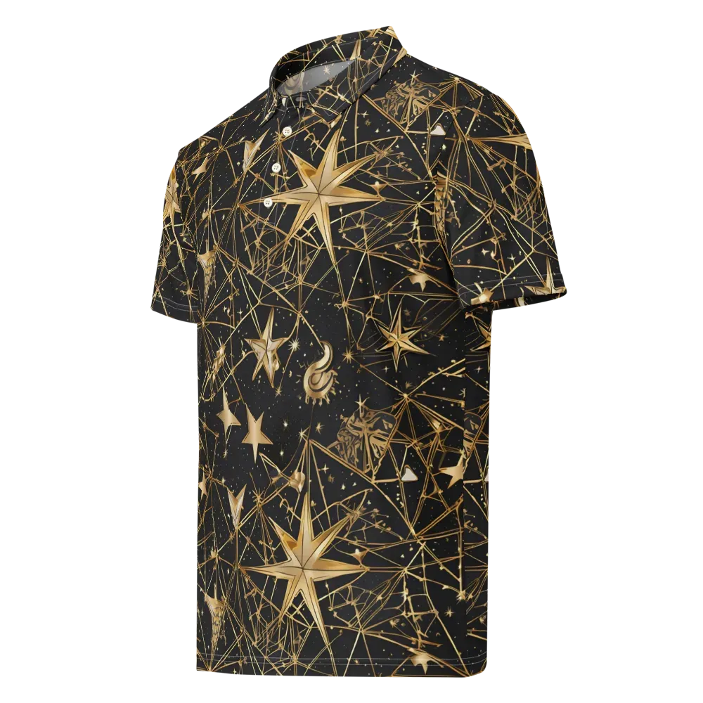 Midnight Orbit on Men's Slim Fit Polo Shirt — Left Front