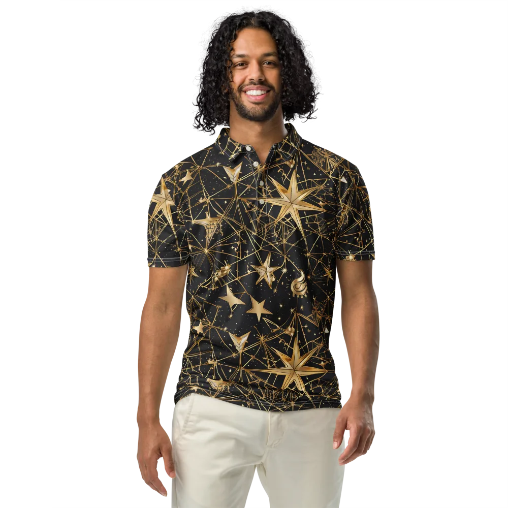 Midnight Orbit on Men's Slim Fit Polo Shirt — Front