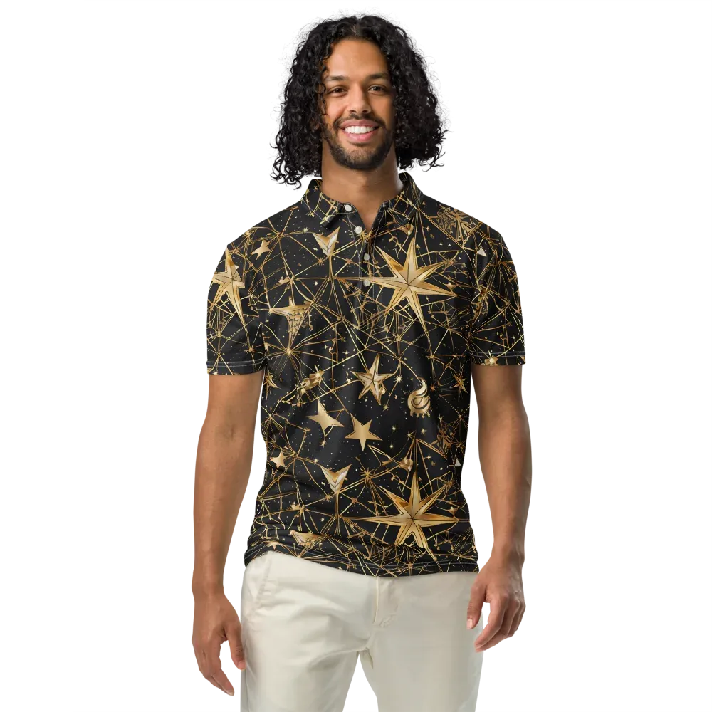 Midnight Orbit on Men's Slim Fit Polo Shirt — Front