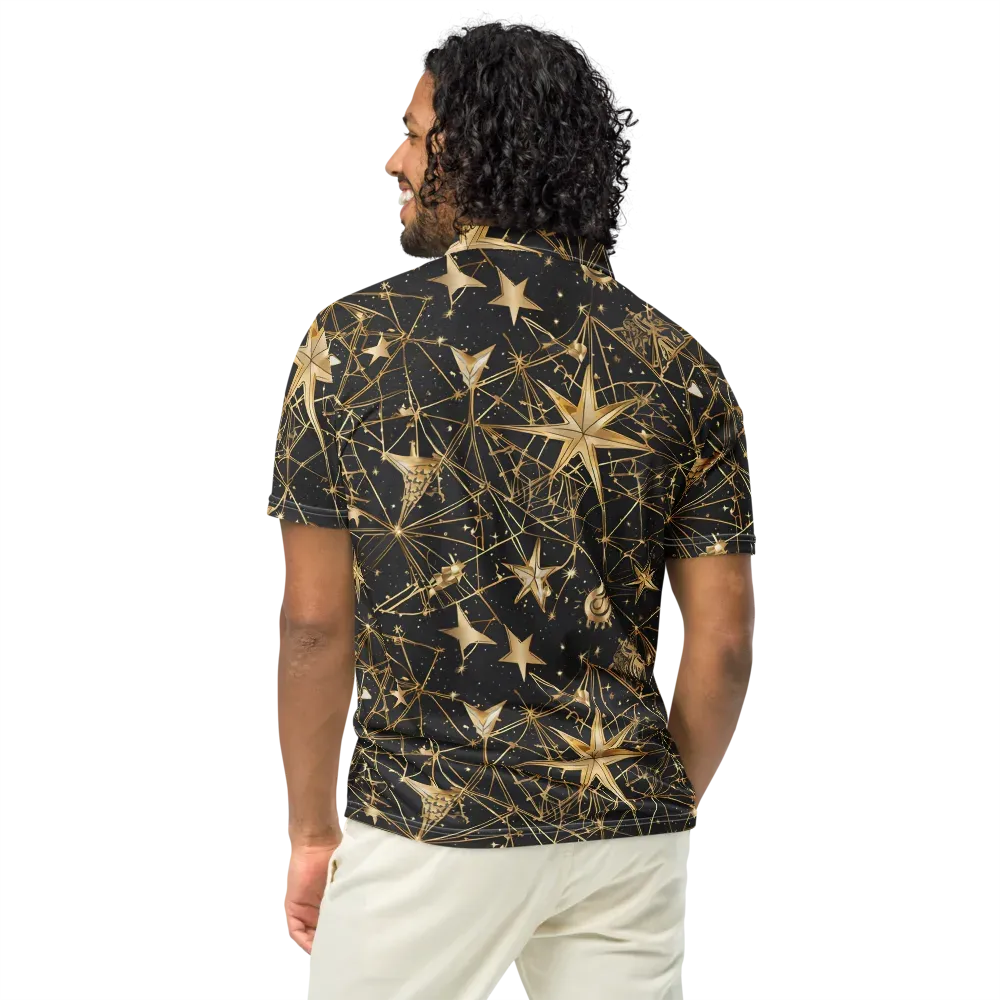 Midnight Orbit on Men's Slim Fit Polo Shirt — Back