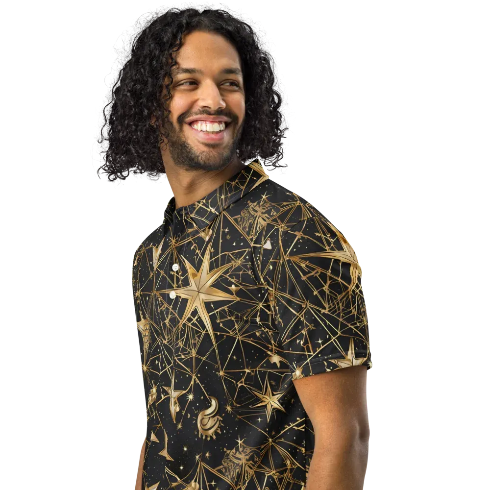 Midnight Orbit on Men's Slim Fit Polo Shirt — Left Front
