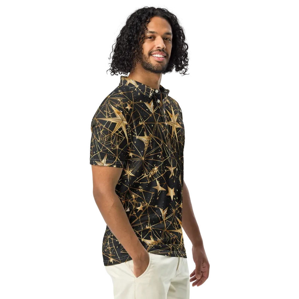 Midnight Orbit on Men's Slim Fit Polo Shirt — Right Front