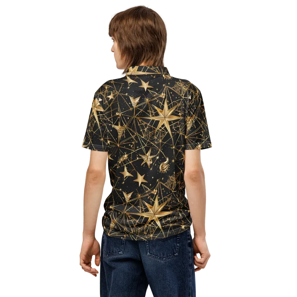Midnight Orbit on Men's Slim Fit Polo Shirt — Back