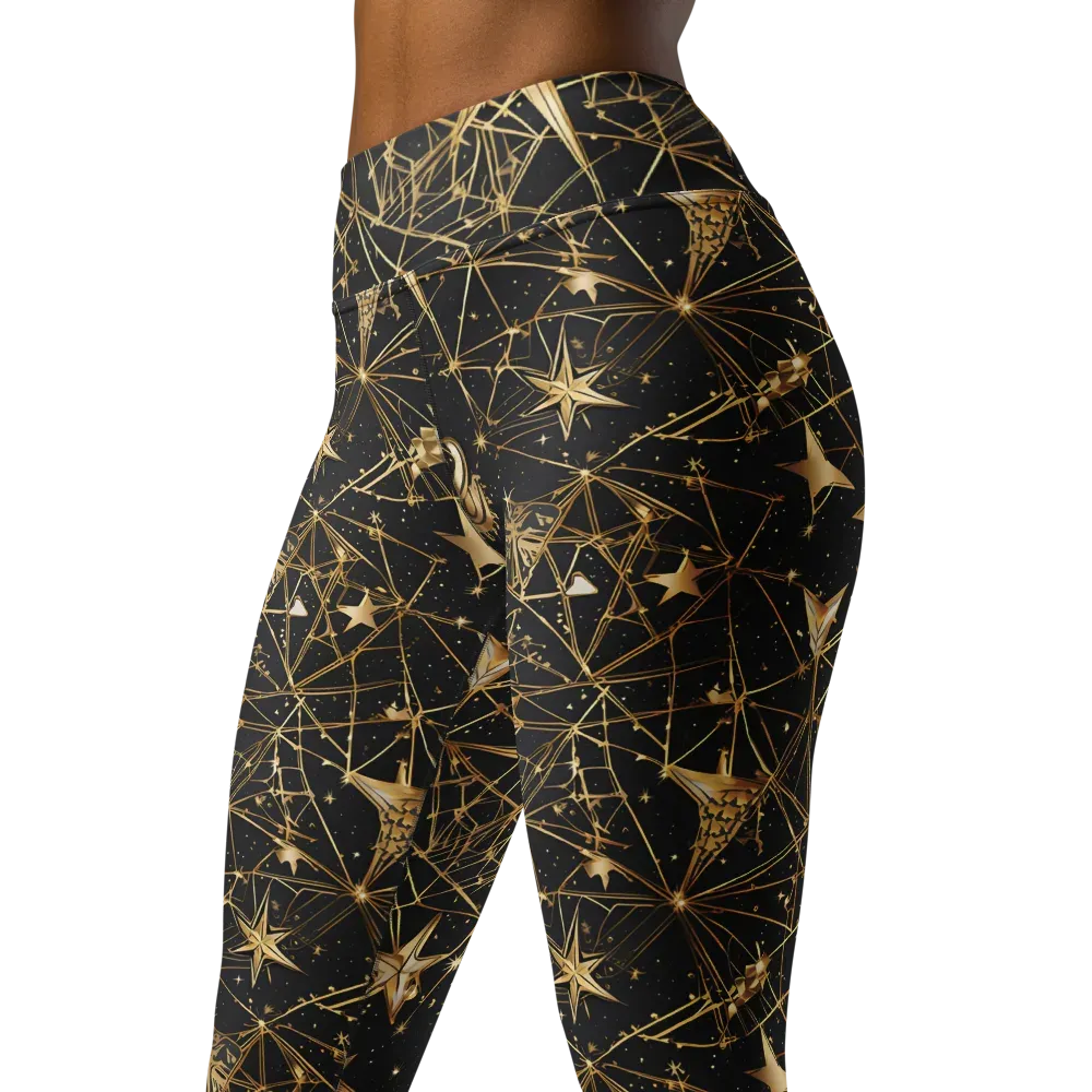 Midnight Orbit on Yoga Leggings — Left Front