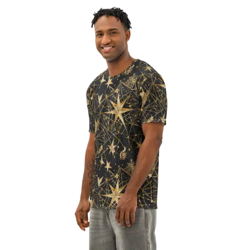 Midnight Orbit on a Men's Cotton Crew Neck T-Shirt