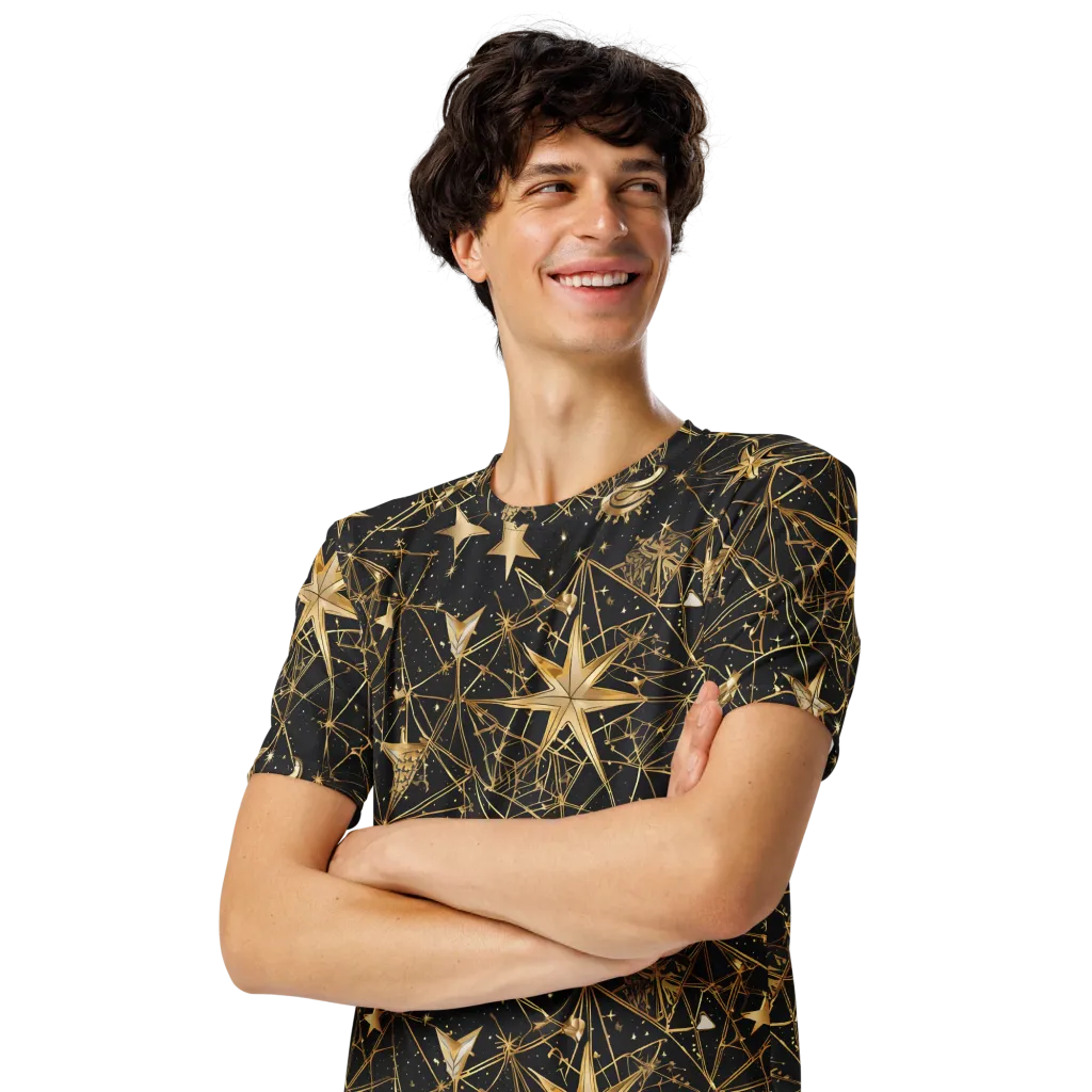Midnight Orbit on Men's Crew Neck T-Shirt — Left Front