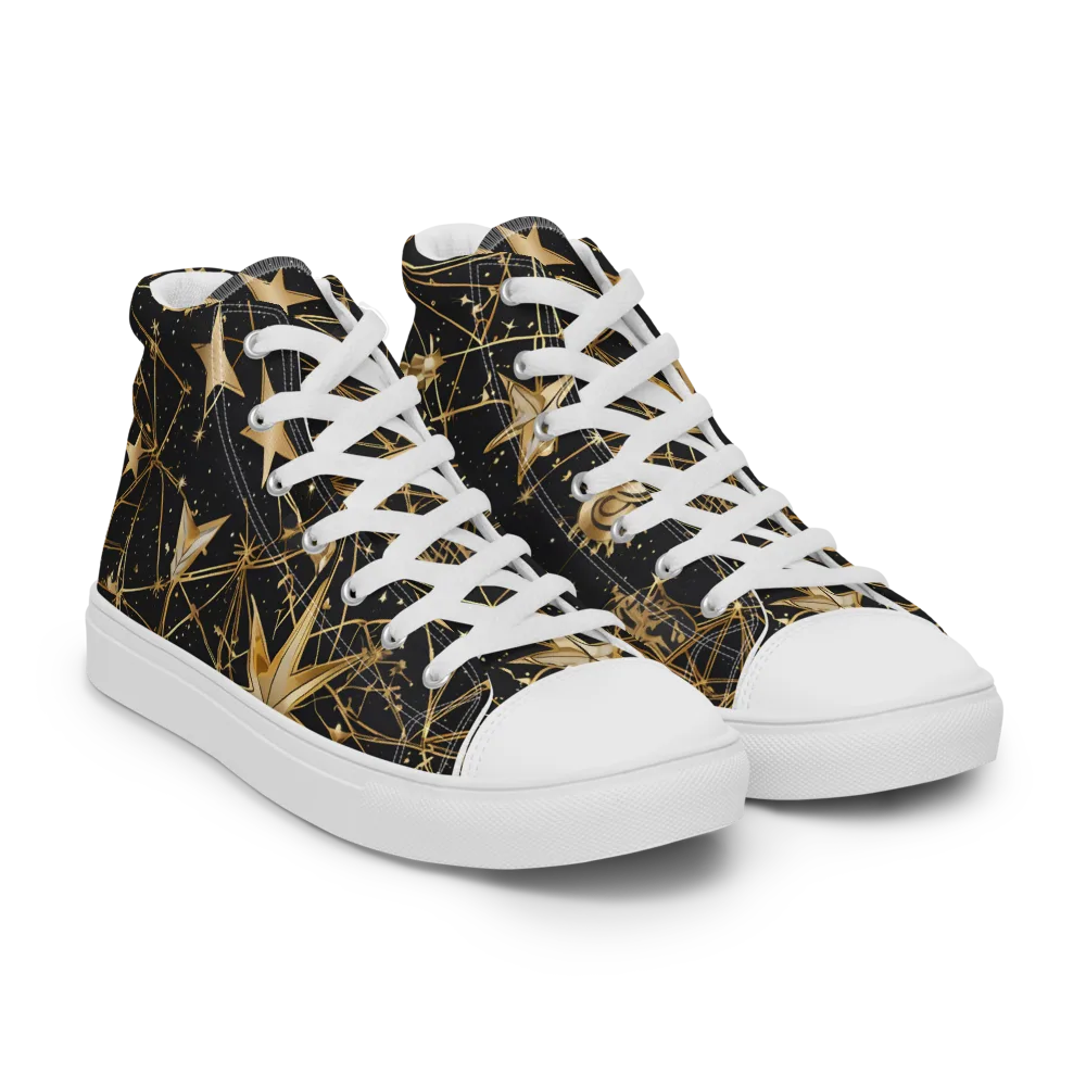 Midnight Orbit on Men's High Top Canvas Shoes — Right Front