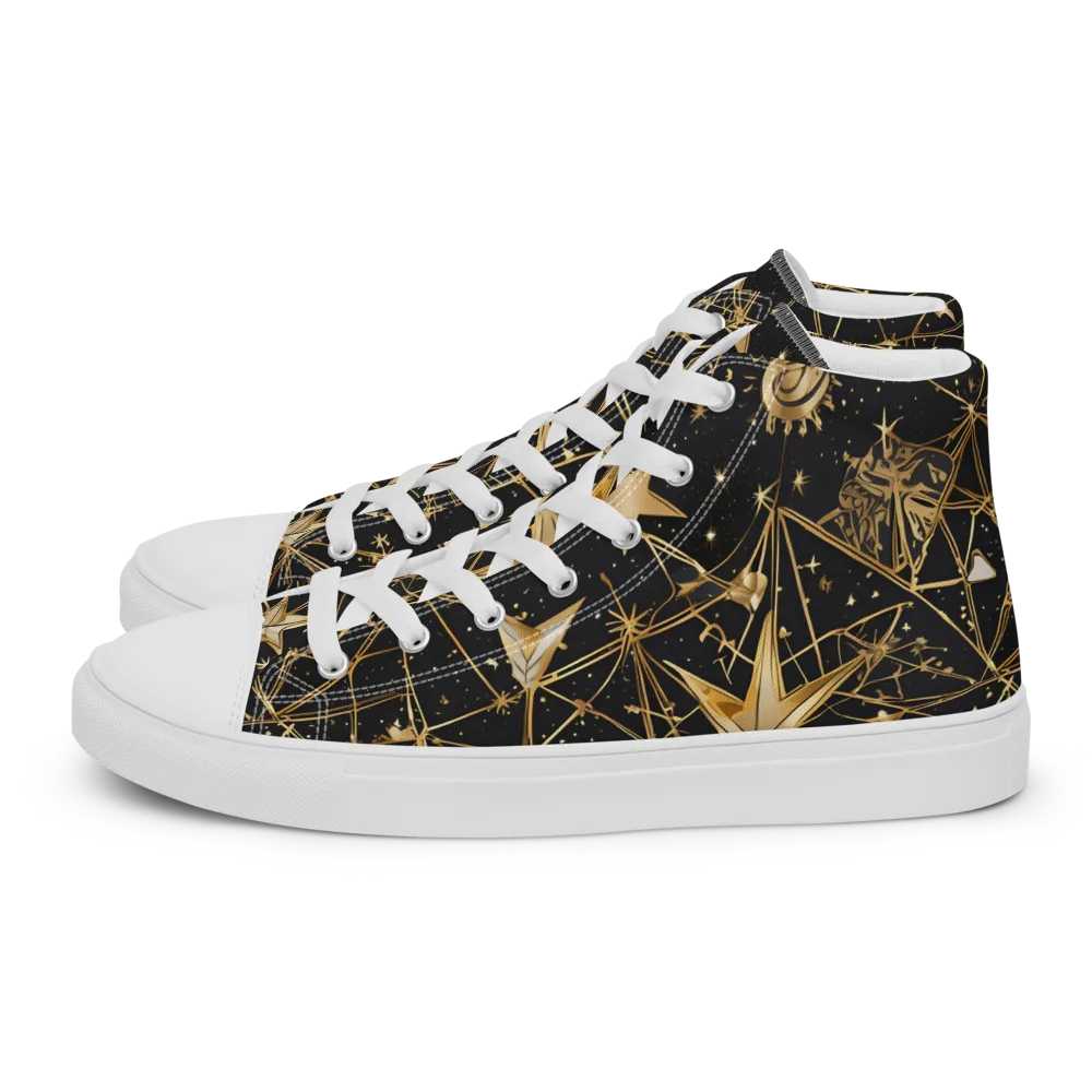 Midnight Orbit on Men's High Top Canvas Shoes — Left