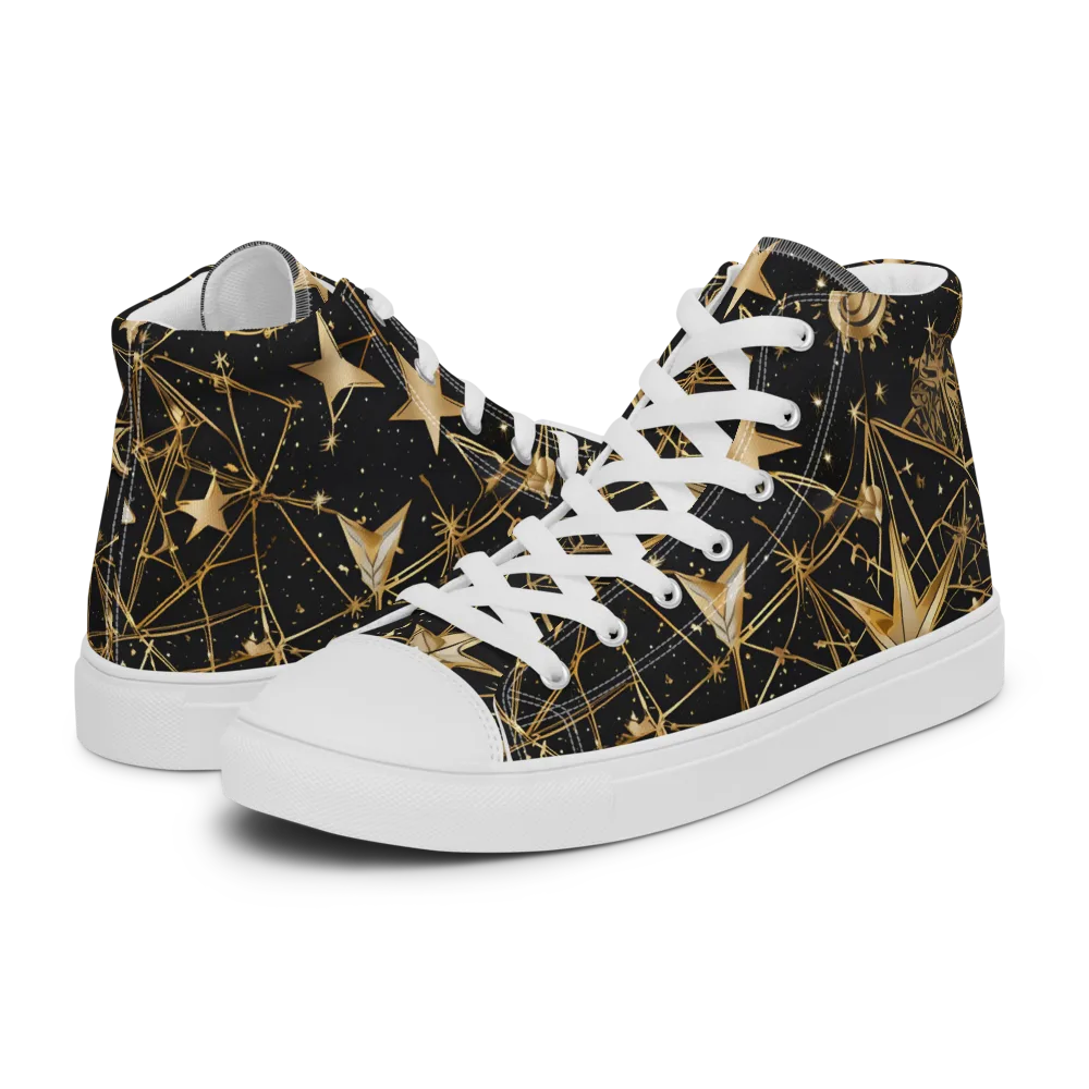 Midnight Orbit on Men's High Top Canvas Shoes — Left