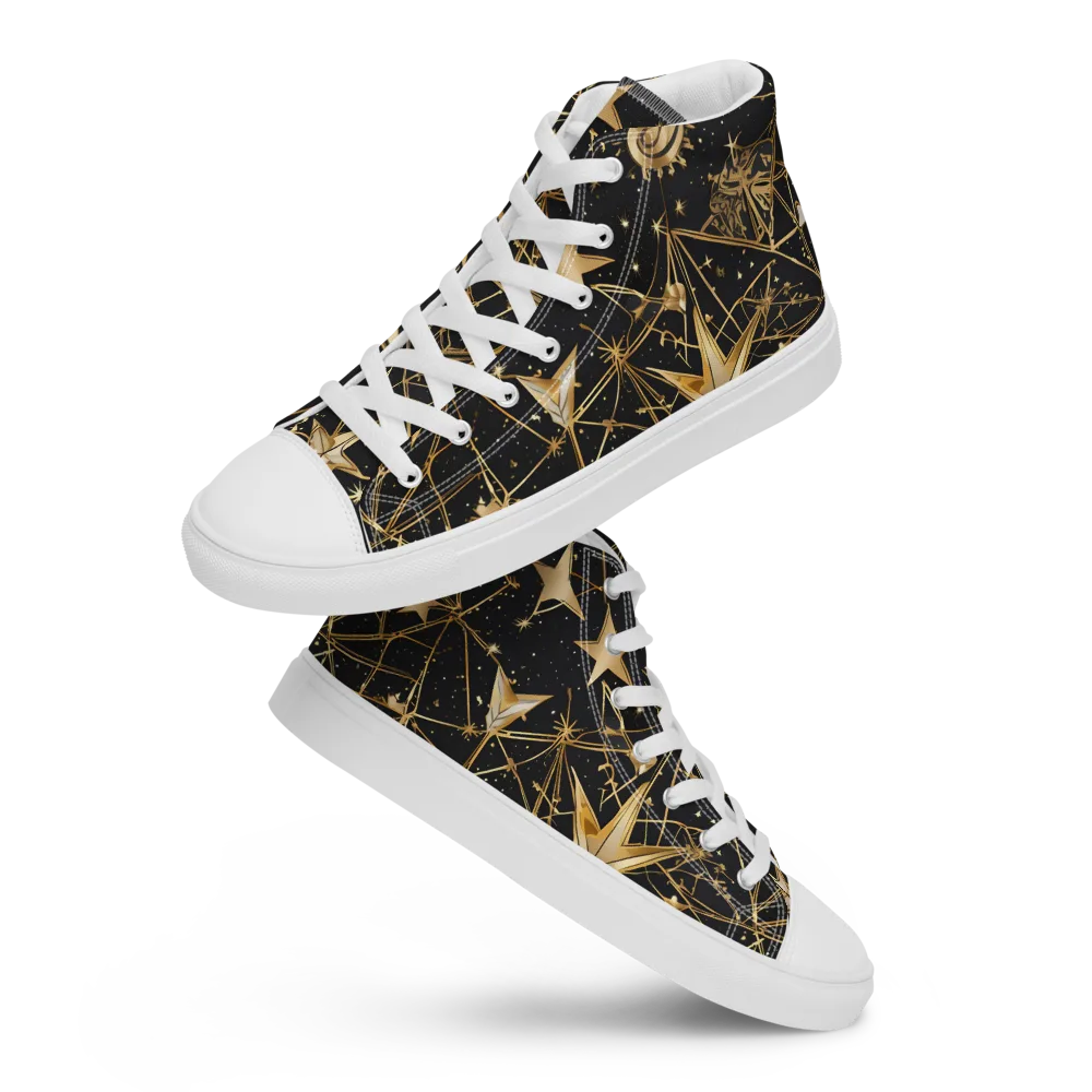 Midnight Orbit on Men's High Top Canvas Shoes — Front