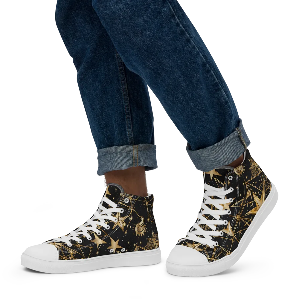 Midnight Orbit on Men's High Top Canvas Shoes — Left