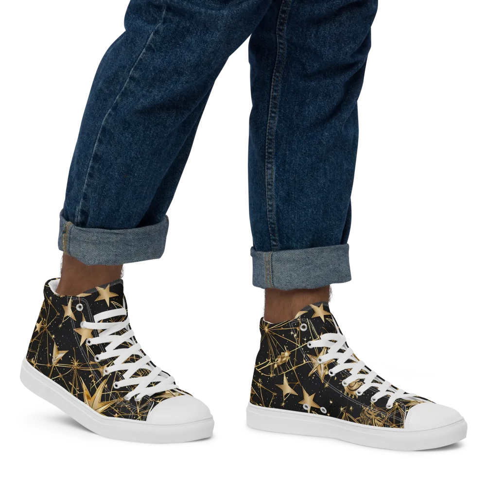Midnight Orbit on Men's High Top Canvas Shoes — Right