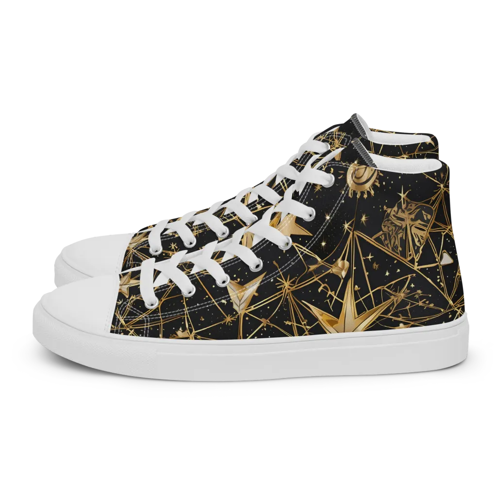 Midnight Orbit on Women's High Top Canvas Shoes — Left