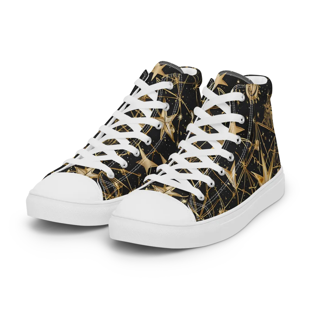 Midnight Orbit on Women's High Top Canvas Shoes — Left Front