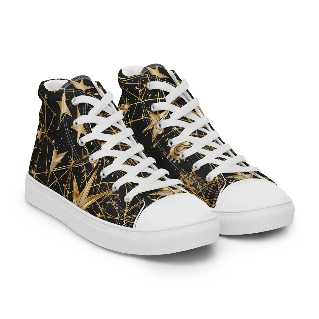 Midnight Orbit on Women's High Top Canvas Shoes — Right Front