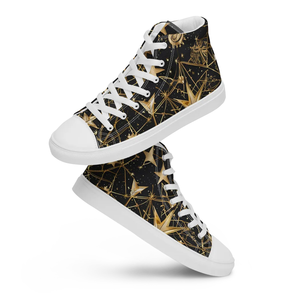 Midnight Orbit on Women's High Top Canvas Shoes — Front