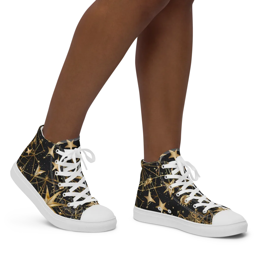Midnight Orbit on Women's High Top Canvas Shoes — Right