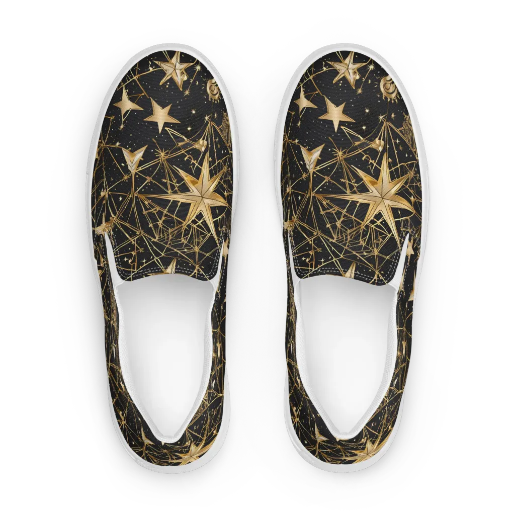 Midnight Orbit on Men's Slip-On Canvas Shoes — Front