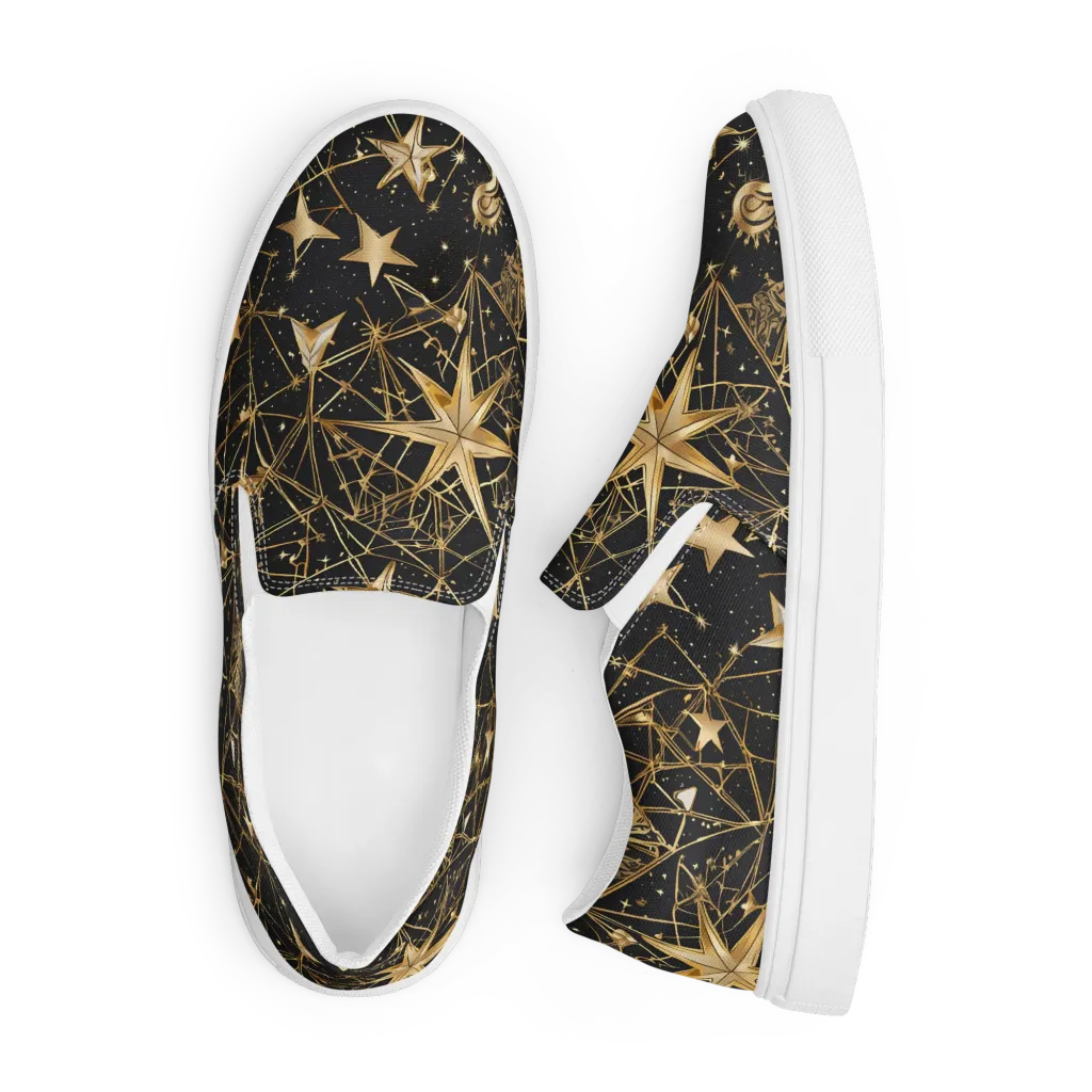 Midnight Orbit on Men's Slip-On Canvas Shoes — Front