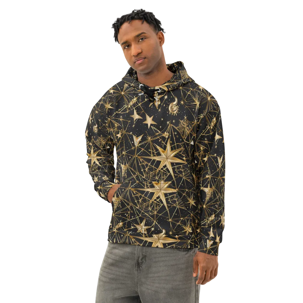 Midnight Orbit on Cotton Hoodie — Left Front
