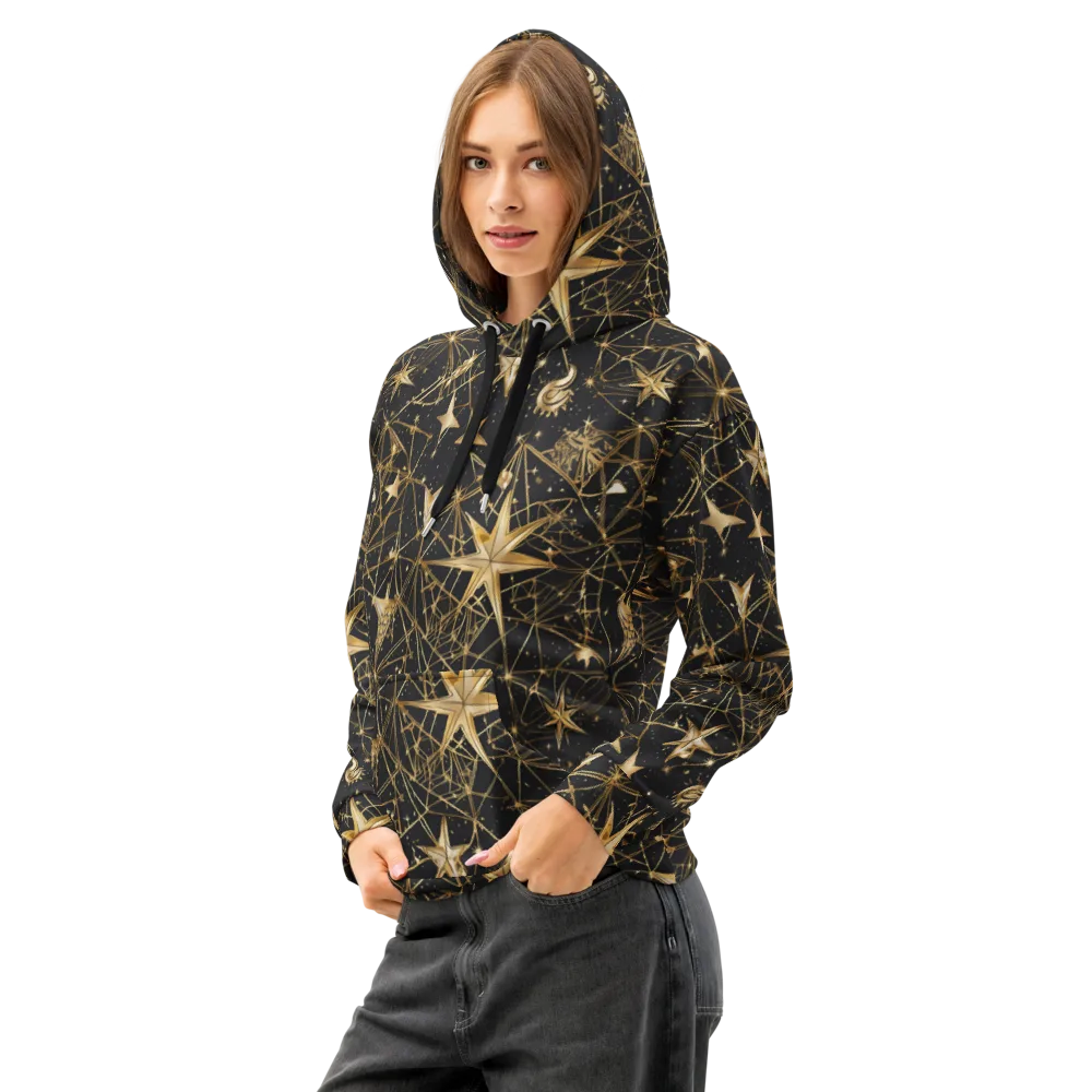 Midnight Orbit on Cotton Hoodie — Left Front
