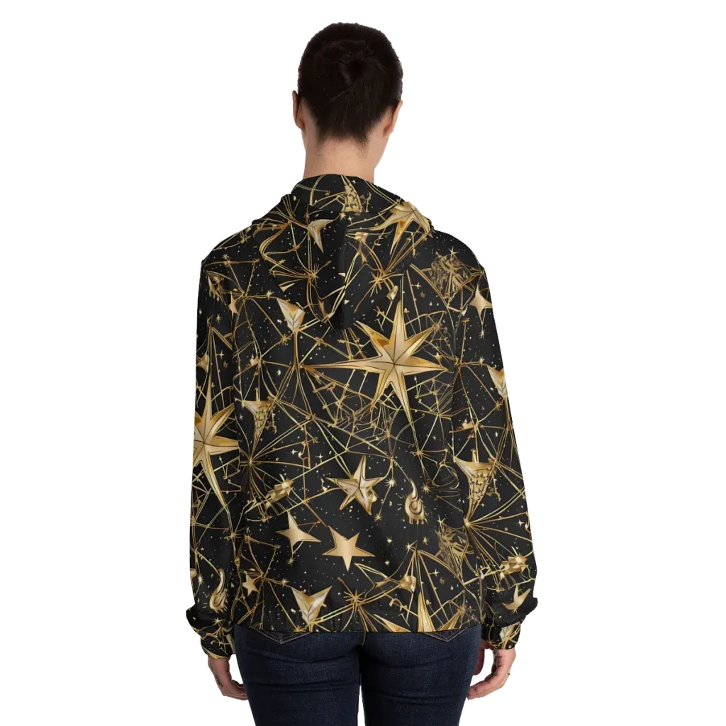 Midnight Orbit on Women's Full-Zip Hoodie — Back On Person