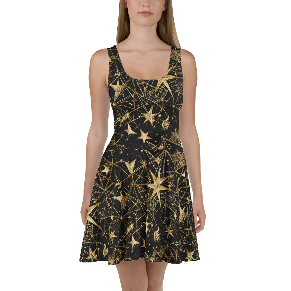 Midnight Orbit on Skater Dress — Front