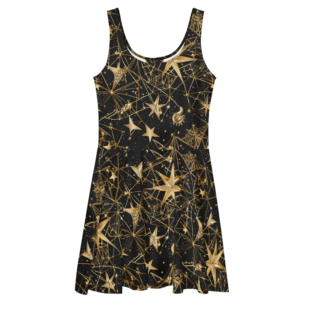 Midnight Orbit on Skater Dress — Front