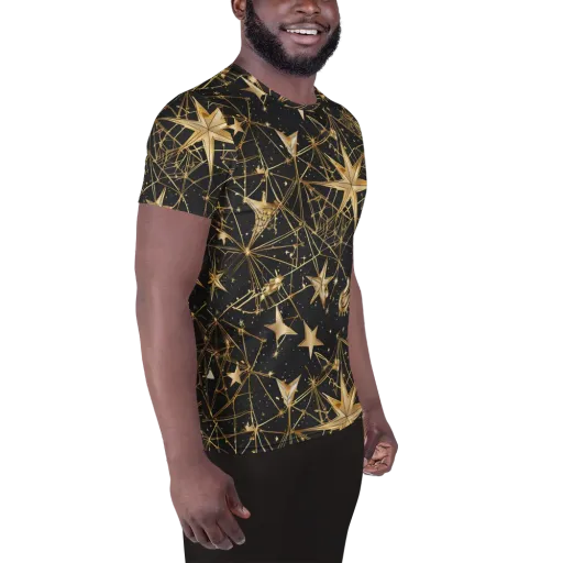 Midnight Orbit on a Men's Athletic T-Shirt