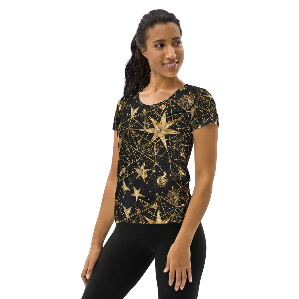Midnight Orbit on Women's Athletic T-Shirt — Left