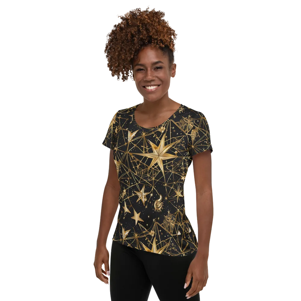 Midnight Orbit on Women's Athletic T-Shirt — Left