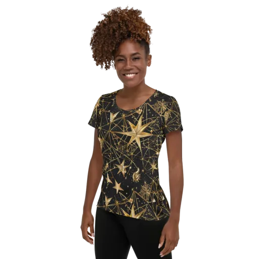 Midnight Orbit on a Women's Athletic T-Shirt