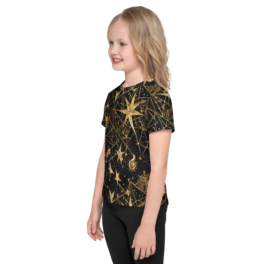 Midnight Orbit on Kids Crew Neck T-Shirt — Left