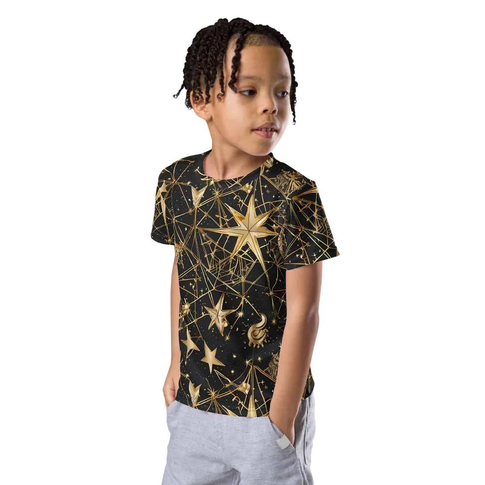 Midnight Orbit on Kids Crew Neck T-Shirt — Left Front