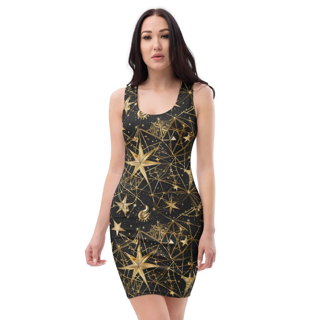 Midnight Orbit on Bodycon Dress — Front