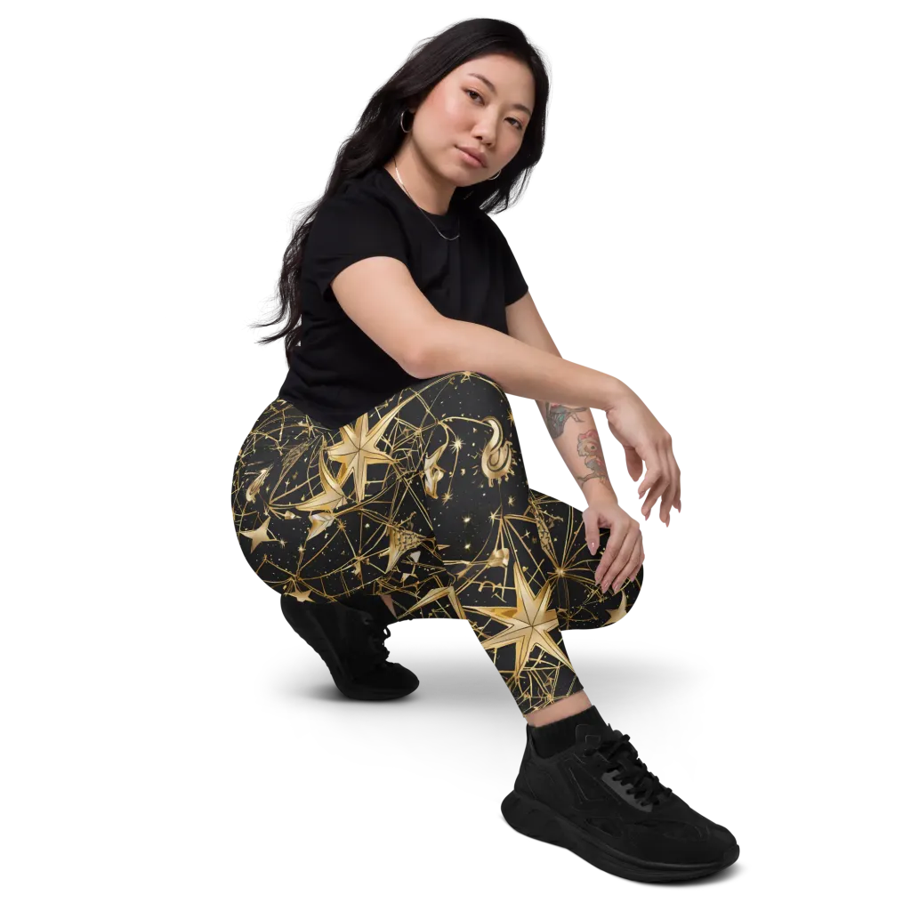 Midnight Orbit on Leggings with Pockets — Right Front