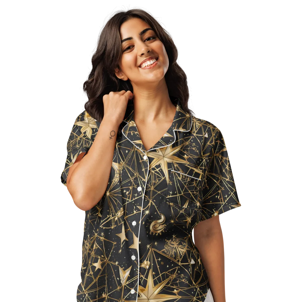Midnight Orbit on Women's Short Sleeve Pajama Top — Front