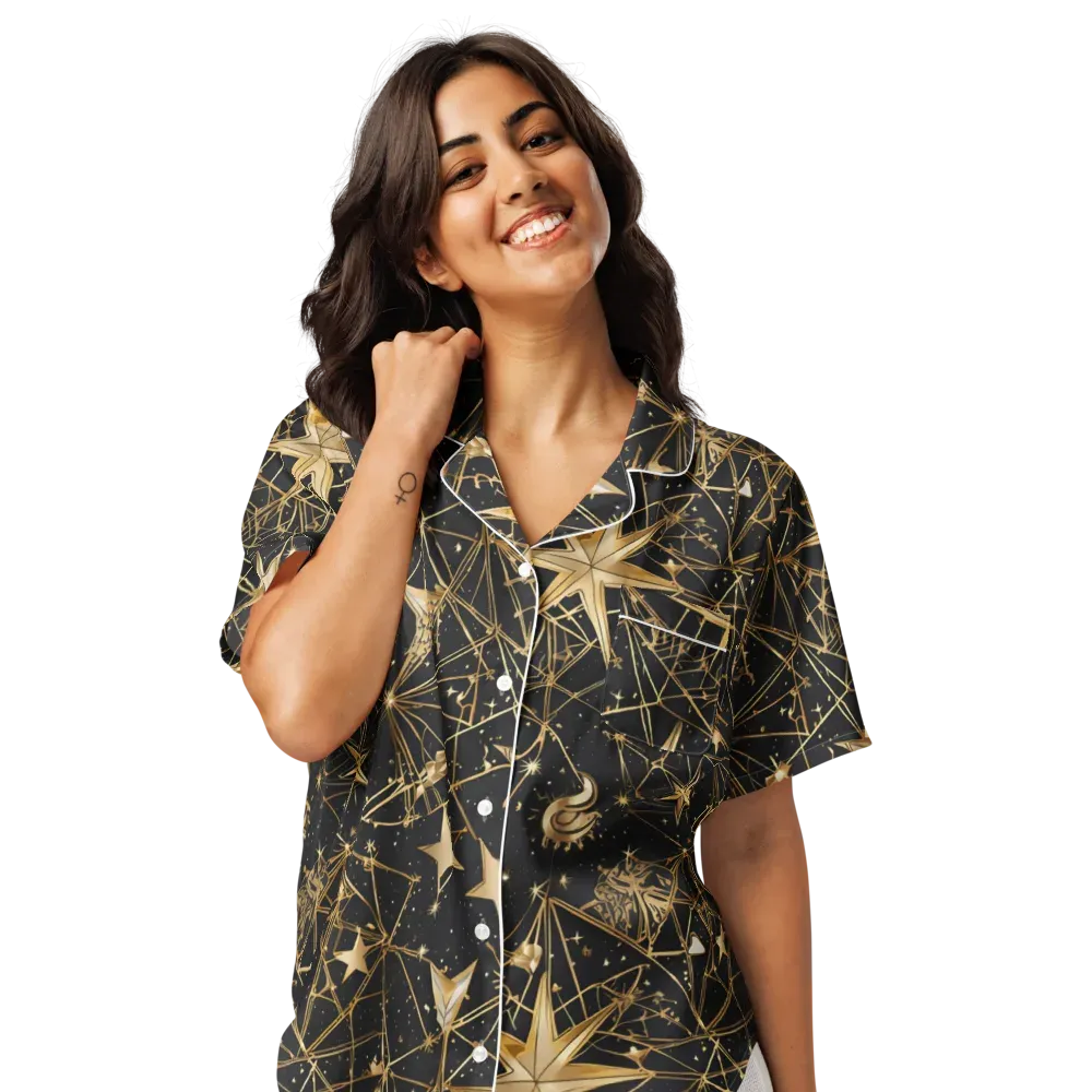 Midnight Orbit on Women's Short Sleeve Pajama Top — Front