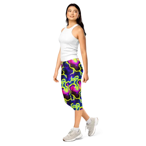 Neon Galaxy Grid on a Capri Leggings